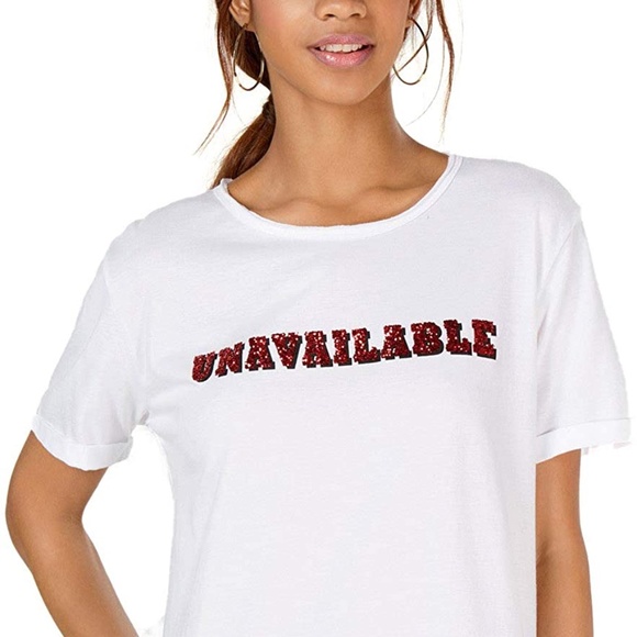 carbon copy Tops - Carbon Copy Womens Unavailable Embellished T-Shirt